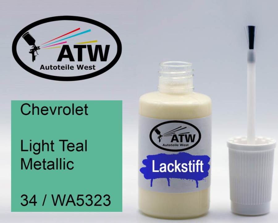 Chevrolet, Light Teal Metallic, 34 / WA5323: 20ml Lackstift, von ATW Autoteile West.